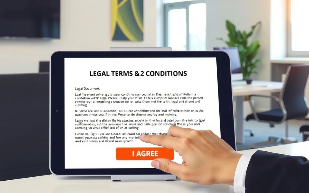 Acuerdo de términos y condiciones en una tableta